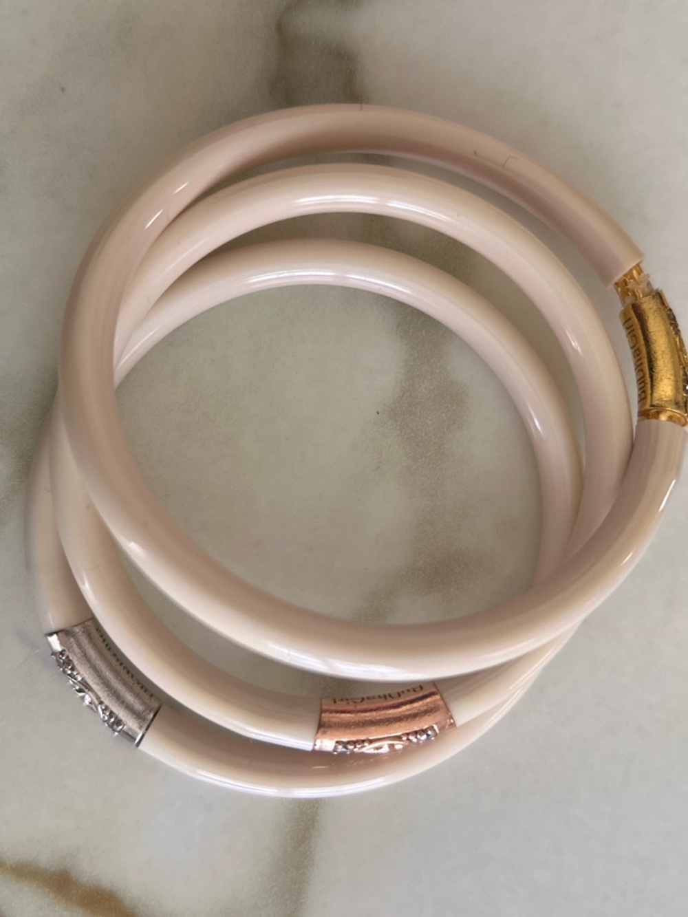 BUDHAGIRL THREE KINGS Cream Spiral Coil Bracelet with Mixed Metal Accents medium